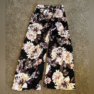 Floral Satin Wide Leg Pants